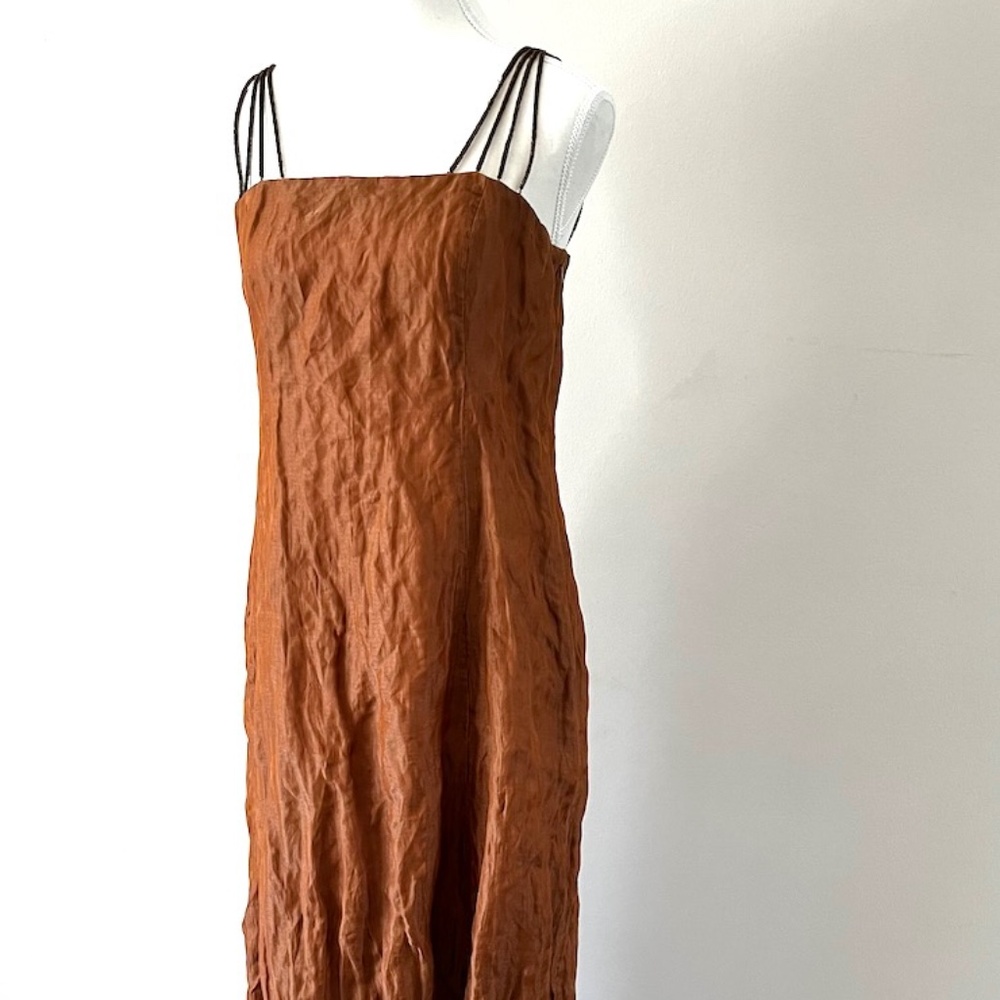 Vintage Perlie copper strap dress with jacket, size 40